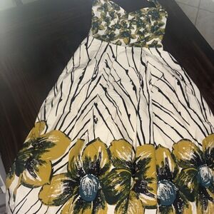 ANTHROPOLOGIE Girls From Savoy Burgeoning Hypericum Halter Dress SZ 2 100%Cotton